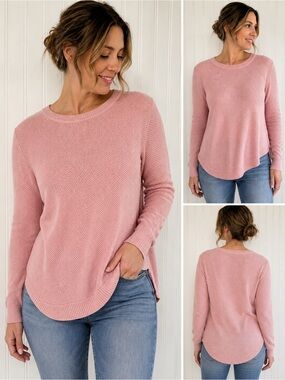 GAP Women’s Pink 100% Cotton Textured Knit Pullover Sweater Size Small